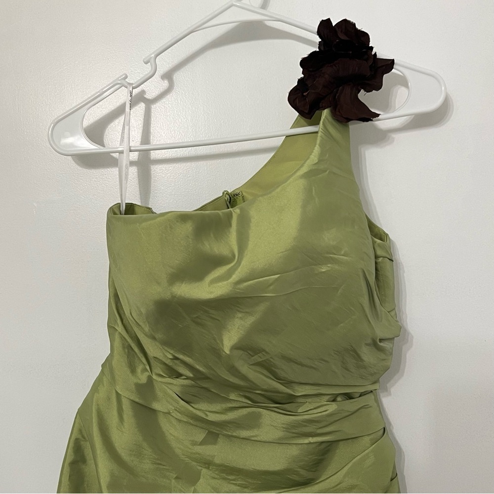 Davinci Womens Dress 6 Green One Shoulder Cocktail Prom Evening Formal - Picture 3 of 10